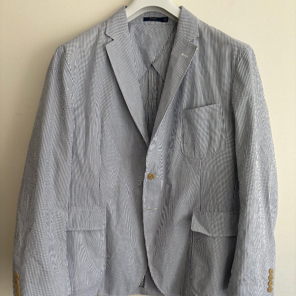 $995 Polo Ralph Lauren Unstructured Cotton Seersucker Sport Coat/ Blazer - 46